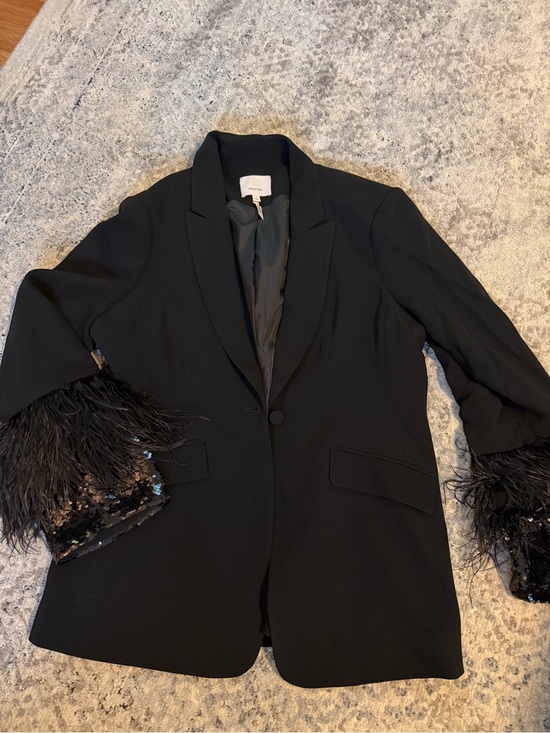 cinq a sept Jackets & Blazers - cinq a sept Black Feather-Trim Blazer